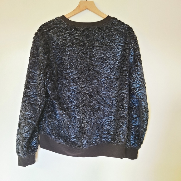 Fourteenth place fuzzy blue and black sweater - Picture 3 of 6